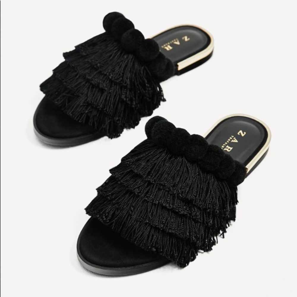 Zara Slides with Tassels